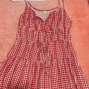 Red Gingham High Low Dress